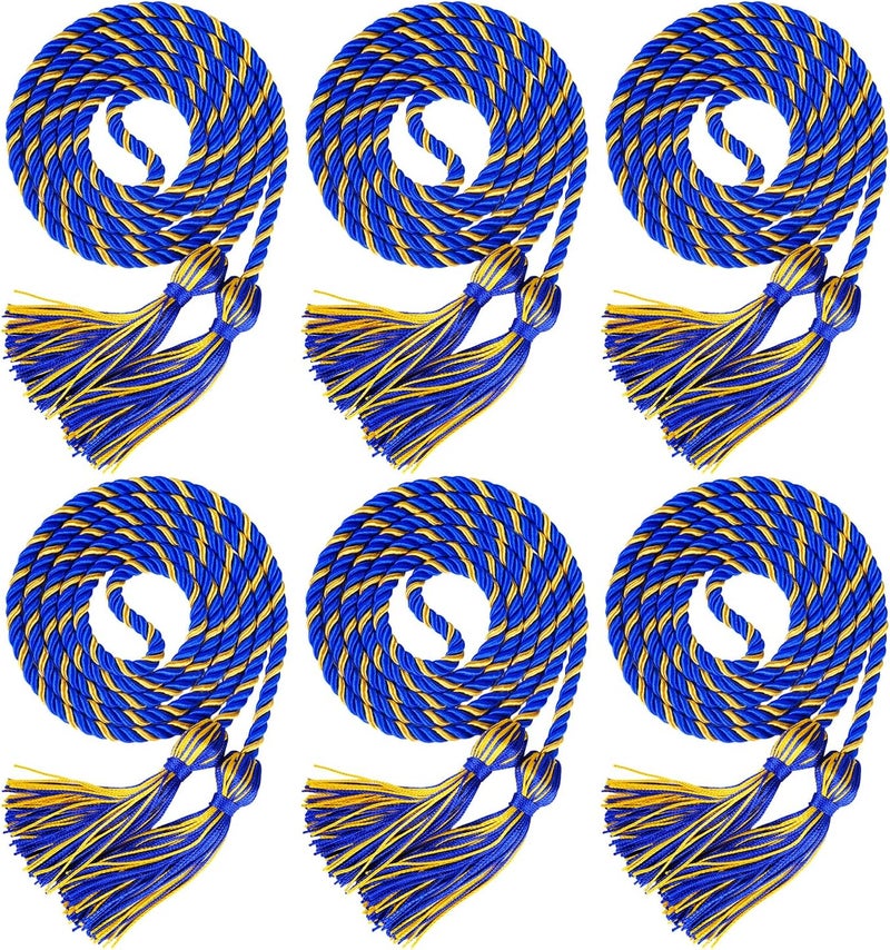 UIALECG 6 Pieces Graduation Cords,Royal Blue and Gold Honor Cords,68 Inch - Image 1
